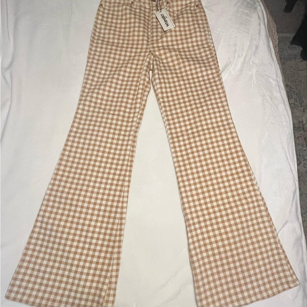 Wrangler Brown Plaid Flare Pants